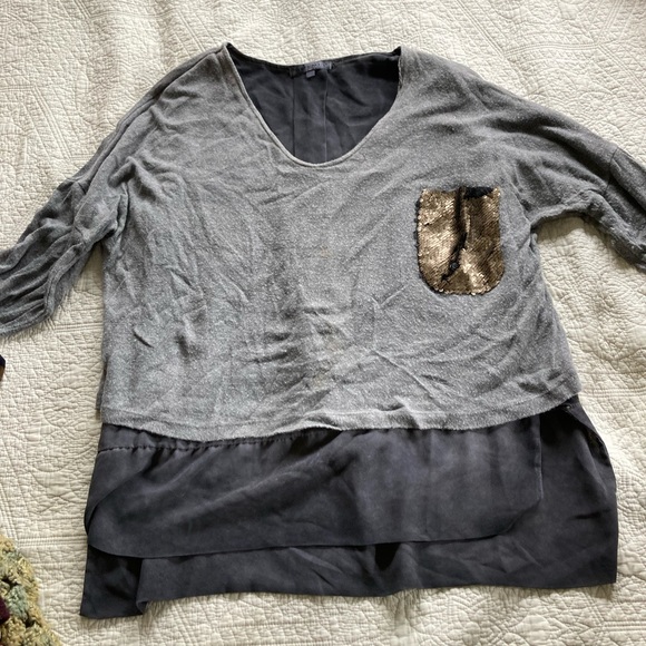 Le Tempe de Paris Washed Brown Grey Jacket (XS)
